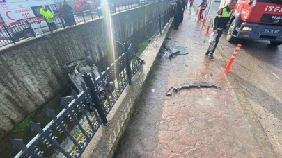 Sakarya’da kanala uçan aracın sürücüsü yaralandı