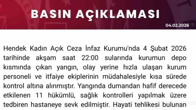Hendek Kadın Açık Ceza İnfaz Kurumu’nda yangın: 11 hükümlü hafif yaralı