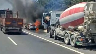 TEM Kumburgaz’da araç yangını