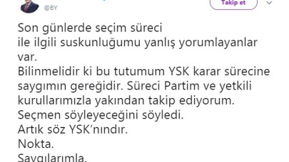 Binali Yıldırım’dan seçim süreci açıklaması