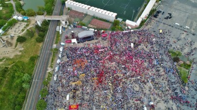 Bakırköy miting alanındaki kutlamalar havadan görüntülendi