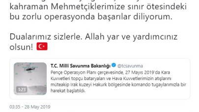 Cumhurbaşkanı Erdoğan’dan "Pençe" harekatı mesajı