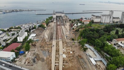 (Özel)  Haydarpaşa’da ortaya çıkan 1700 yıllık tarih havadan görüntülendi