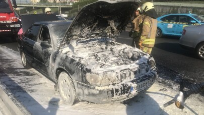 E-5 Karayolunda araç yangını