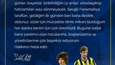 Salih Uçan Fenerbahçe’ye veda etti