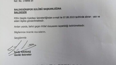 FIFA Balıkesirspor’un transfer yasağını kaldırdı