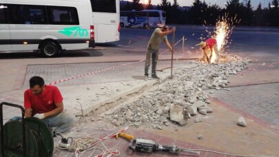 Otobüs terminalde drenaj sistemi yenilendi