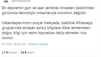 AFAD’dan sosyal medya uyarısı