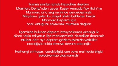 Silivri Belediyesinden deprem açıklaması