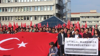 Boğaziçili öğrencilerden İstiklal Marşı’na saygısızlığa tepki