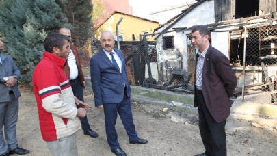 Başkan Büyükgöz’den evi yanan vatandaşa destek