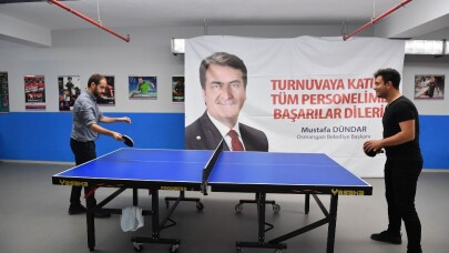 Belediye personelinin masa tenisi heyecanı