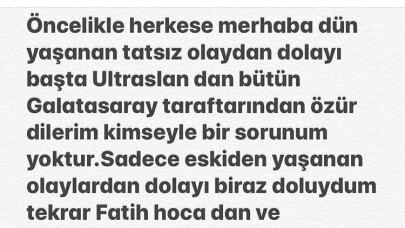 Gökhan Çıra, Fatih Terim’den özür diledi