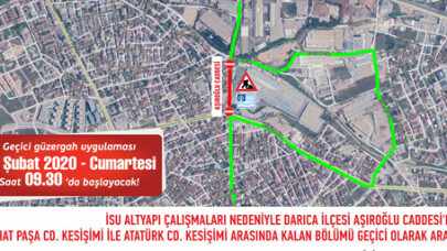 Darıca'da geçici güzergah uygulaması