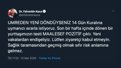 Bakan Koca'dan corona virüs açıklaması: Vaka sayısı 6'ya çıktı
