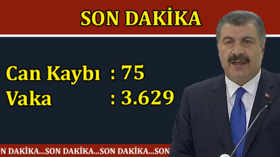 Can kaybımız 75, vaka 3.629 oldu