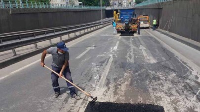 Büyük SEKA Tüneli’nde yol onarımı gerçekleştirildi