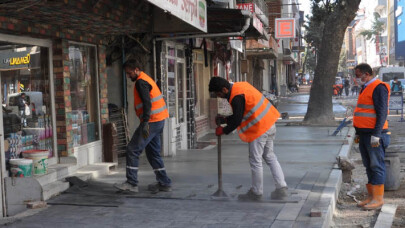 Zincirlikuyu Caddesi’nde kaldırım imalatları yapılıyor