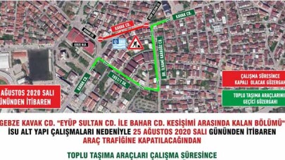 Dikkat! Gebze’de geçici güzergah uygulaması
