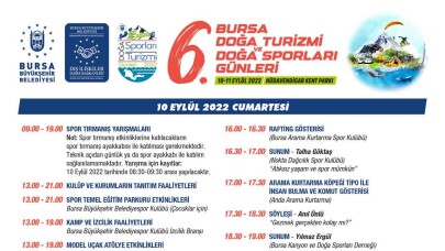 Bursa Doğa Sporları ve Doğa Turizmi Günleri 10 Eylül'de başlıyor