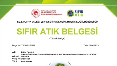 SAÜ Eğitim Fakültesi ve SHMYO Sıfır Atık Belgesini Aldı