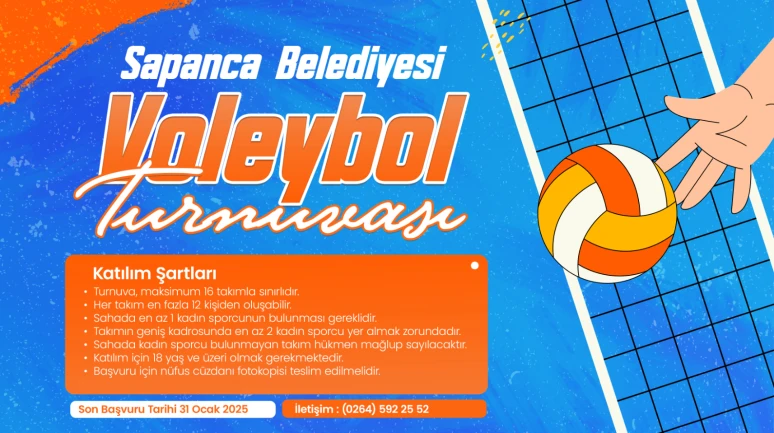 Sapanca Belediyesi Voleybol Turnuvası Kayıtları Başladı