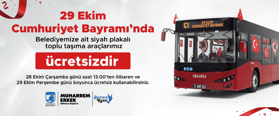 Çanakkale’de Cumhuriyet Bayramı Ulaşımı Ücretsiz