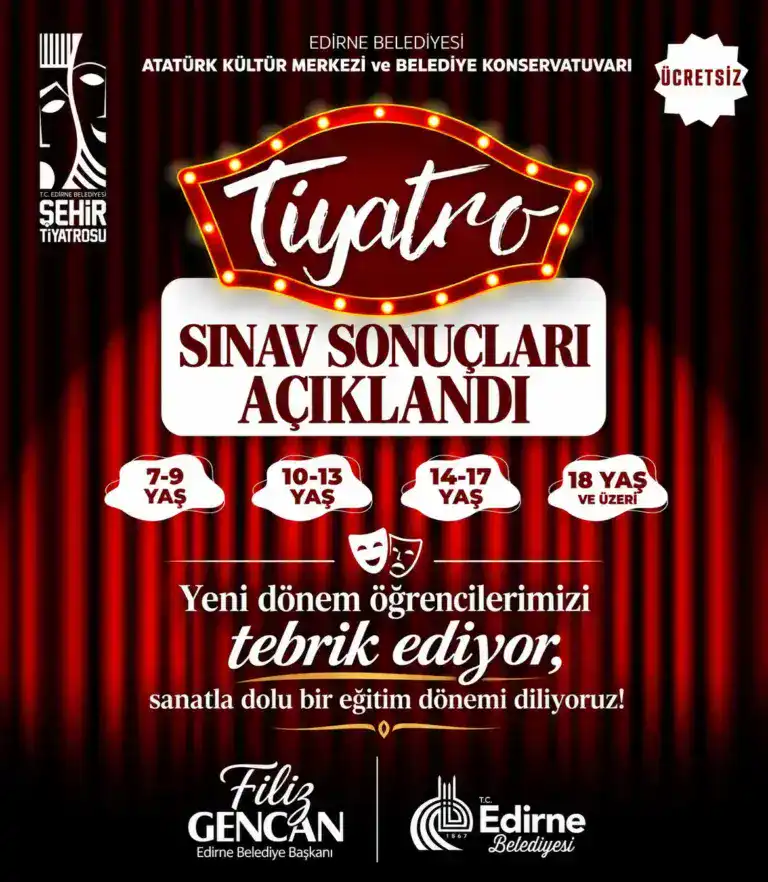 Edirne Belediyesi Tiyatro Kursu Sınav Sonuçları Açıklandı