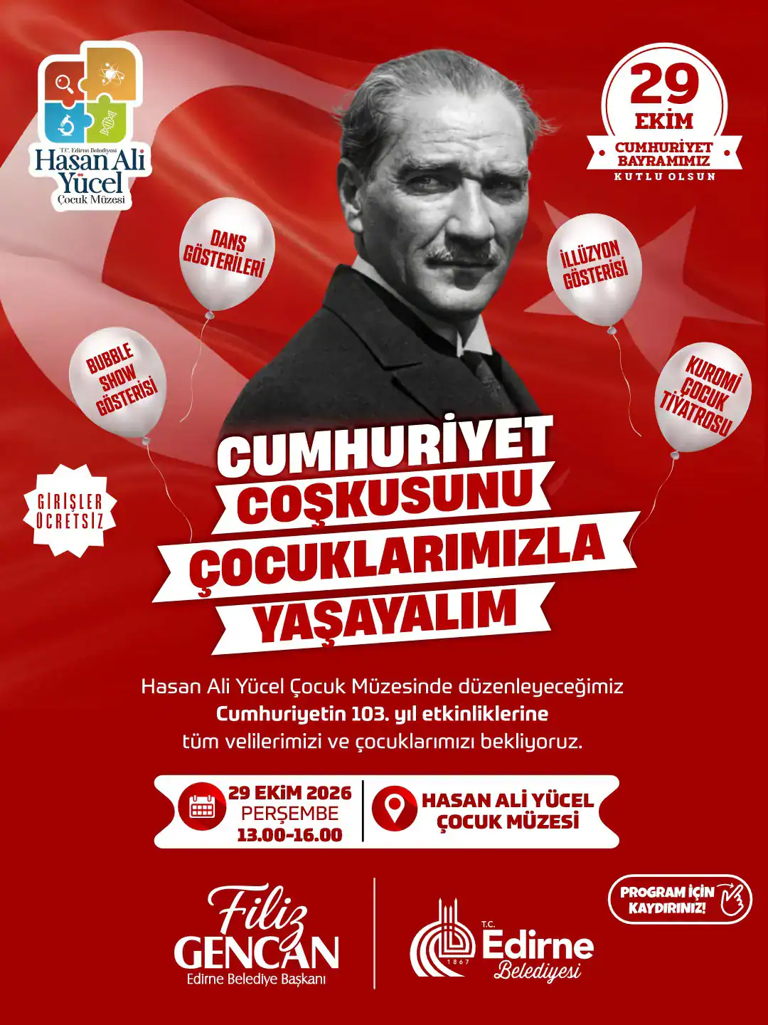 Edirne’de Cumhuriyet Bayramı Çocuklarla Kutlanacak