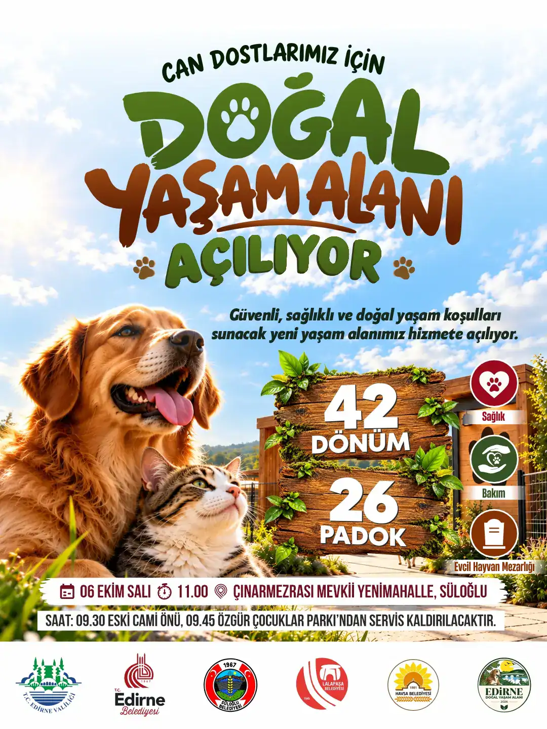Edirne’de Sahipsiz Hayvan Doğal Yaşam Alanı Açılıyor