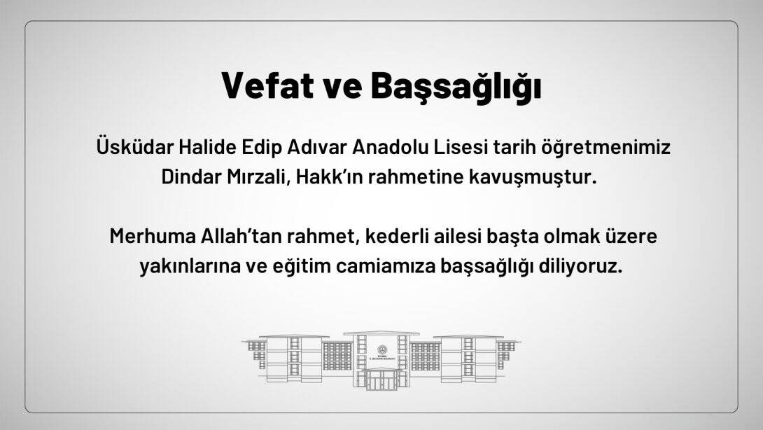 İstanbul İl Milli Eğitim Müdürlüğü Vefat ve Başsağlığı
