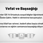İstanbul İl Milli Eğitim Müdürlüğü Vefat ve Başsağlığı
