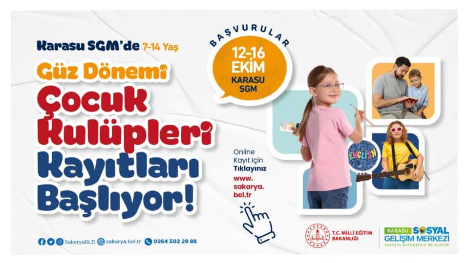 Karasu’da Çocuk Kulüpleri Güz Dönemi Kayıtları Başladı