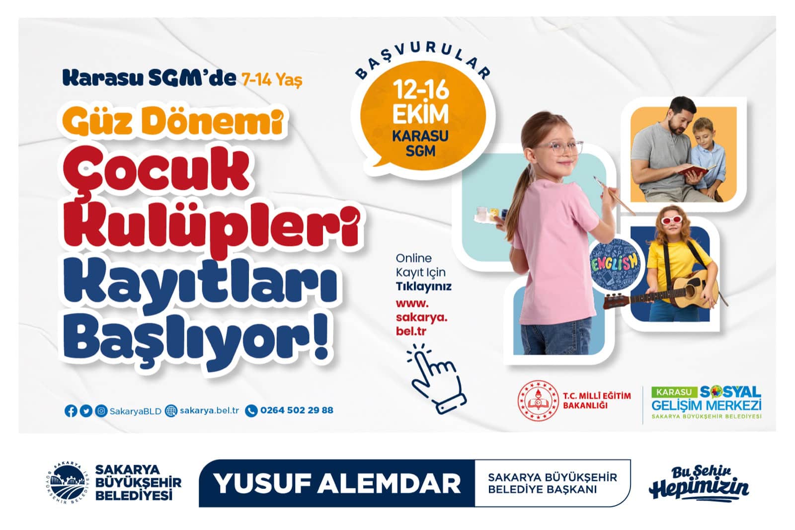 Karasu’da Çocuk Kulüpleri Güz Dönemi Kayıtları Başladı