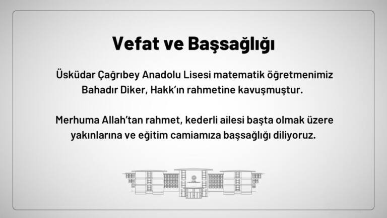 Milli Eğitim Müdürlüğü’nden Başsağlığı Mesajı